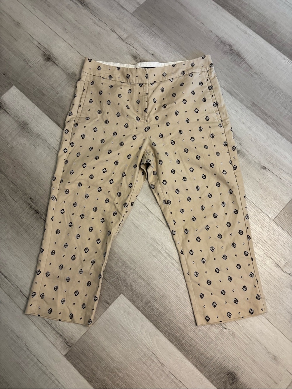 ⭐️SALE - M&S Collection Beige Geometric Print Cropped Ankle Pants Women’s Sz 10 - Picture 10 of 13
